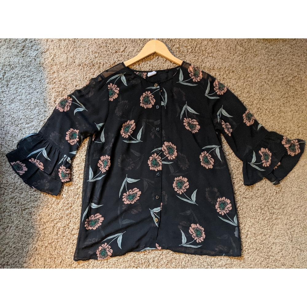 Cabi Floral Sheer Blouse